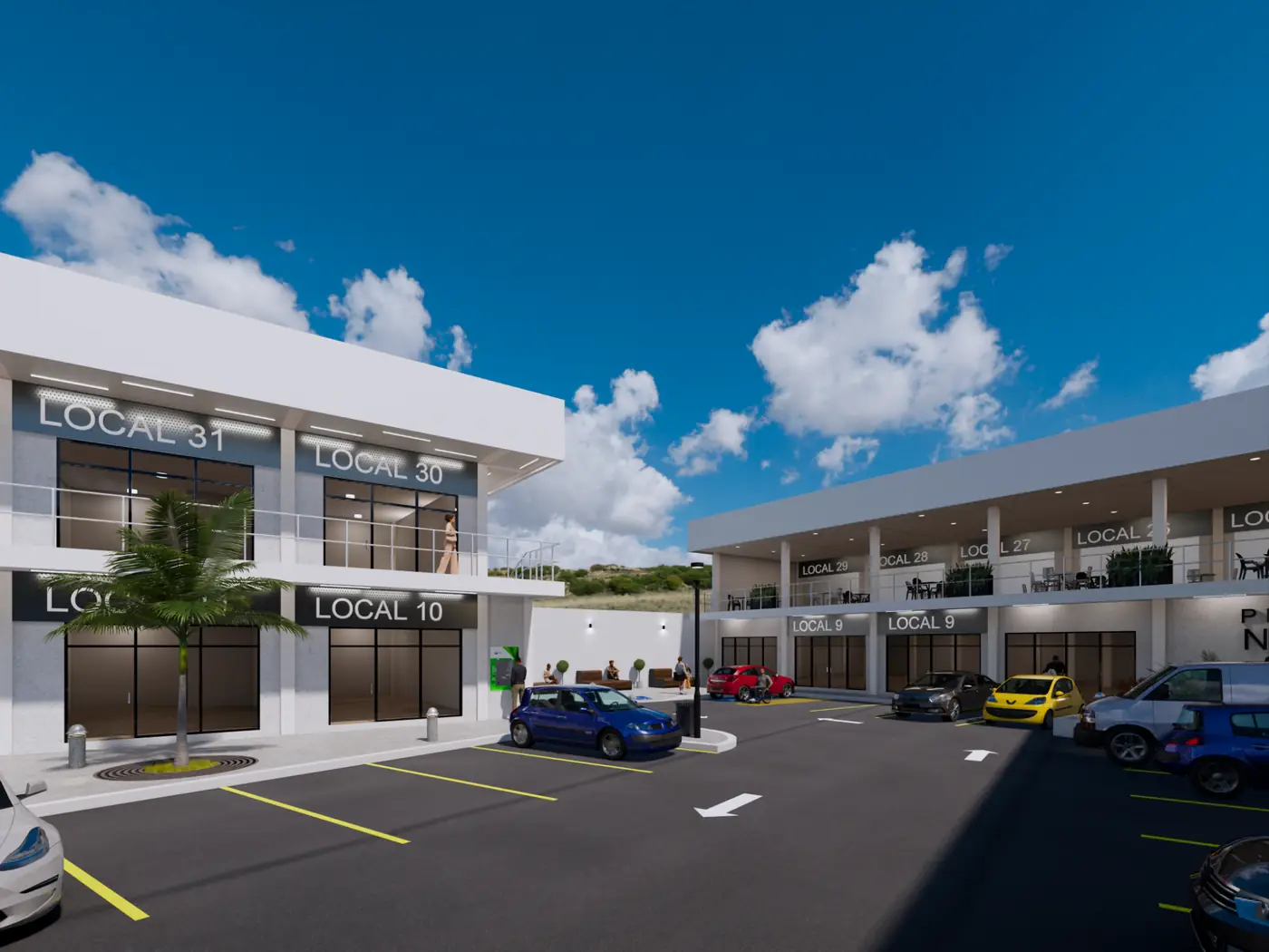 Vista interior del patio central y circulación